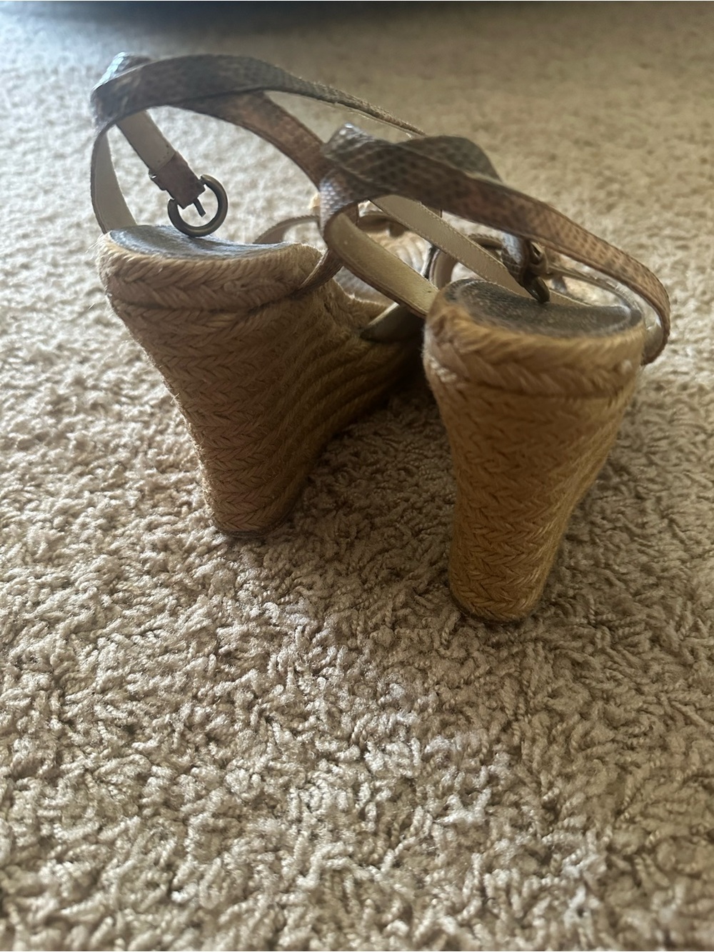 Burberry Brown Woven Espadrille Wedge Sandals
